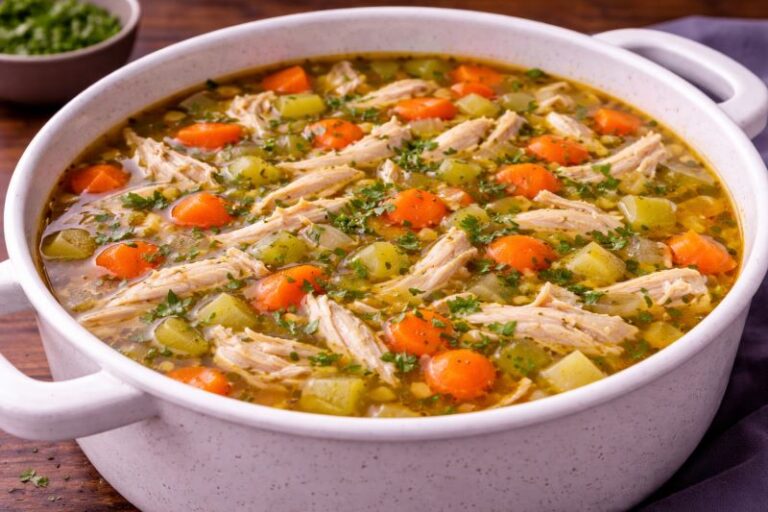 chicken and vegetable soup with leftover chicken breast carrots and celery