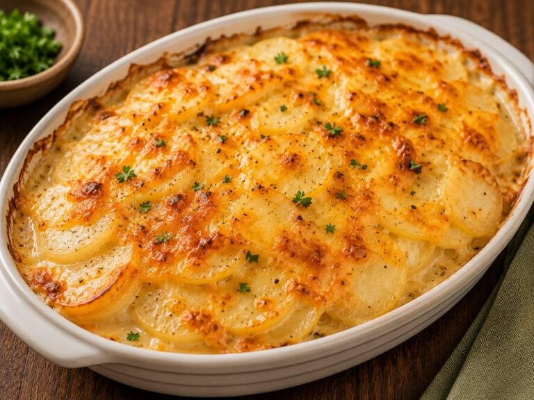 au gratin potatoes with cheddar cheese sauce