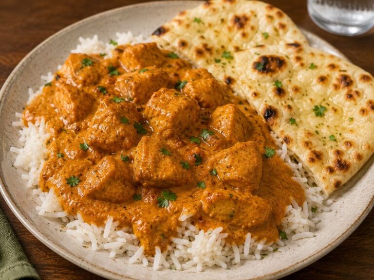 butter chicken with basmati rice and gluten free naan