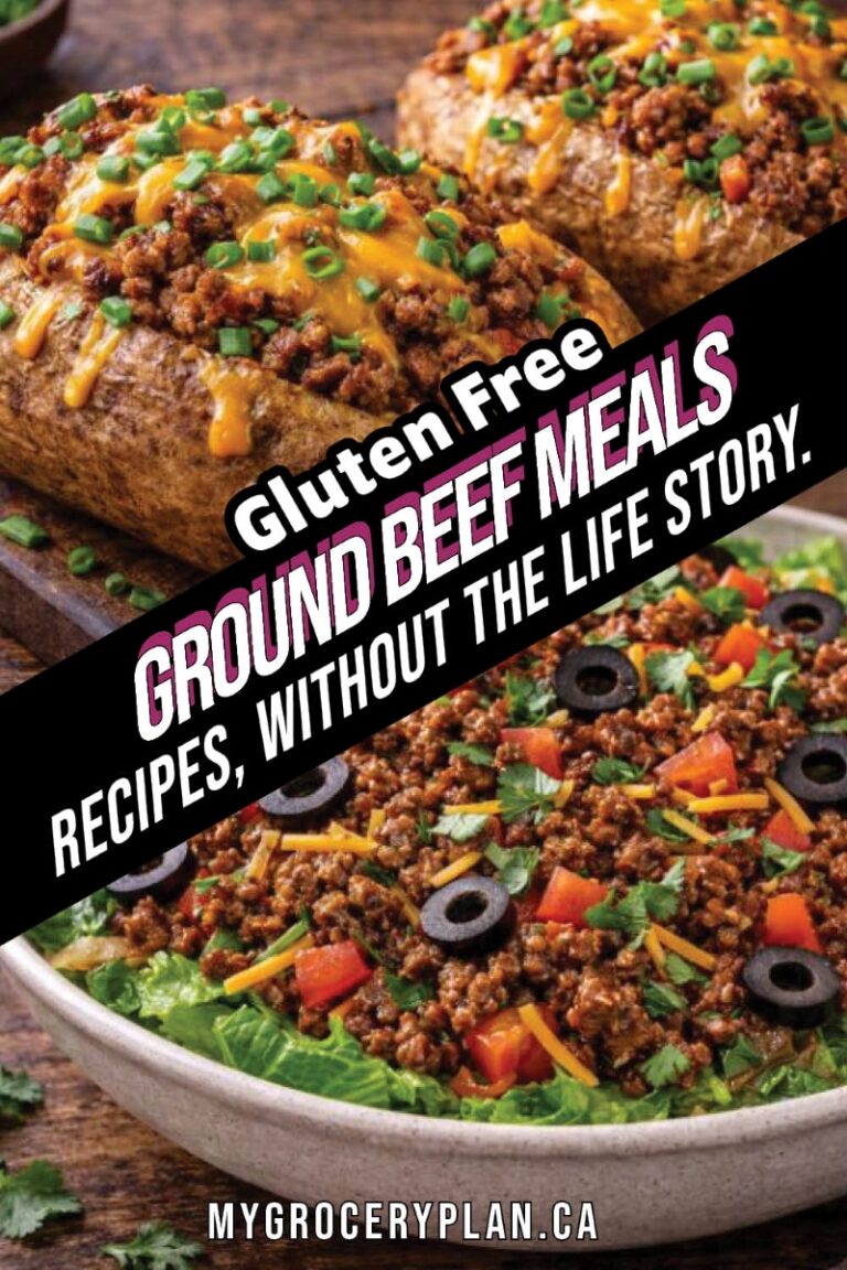 Gluten-free ground beef meals featuring loaded baked potatoes and taco salad
