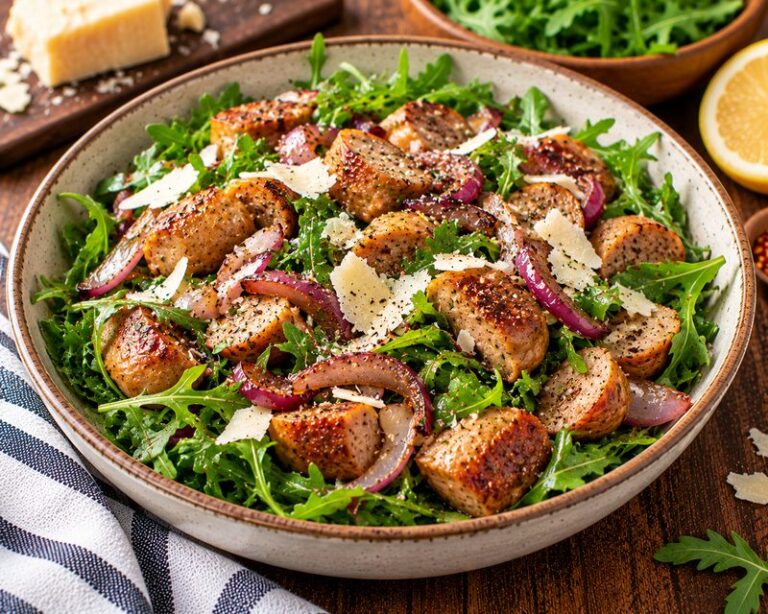 sausage arugula salad with parmesan