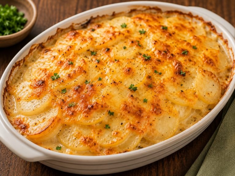 au gratin potatoes with cheddar cheese sauce