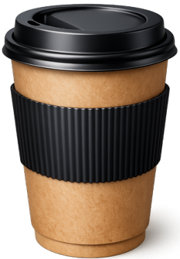 Coffee to go cup with lid isolated on transparent background