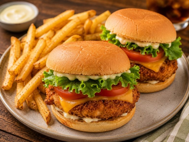 gluten free chicken burgers with french fries