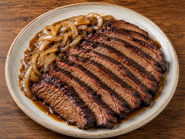 oven braised brisket with onions and pan juices